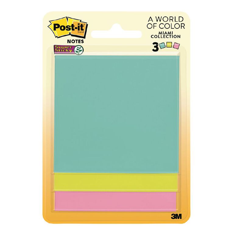 Post-It Miami Collection Super Sticky Notes 3 Pack, , hi-res
