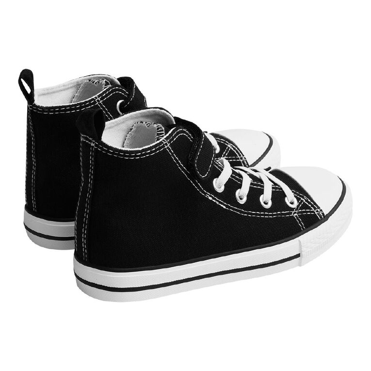 Young Original Senior Kids' Jude Canvas High Top Sneakers, Black/White, hi-res