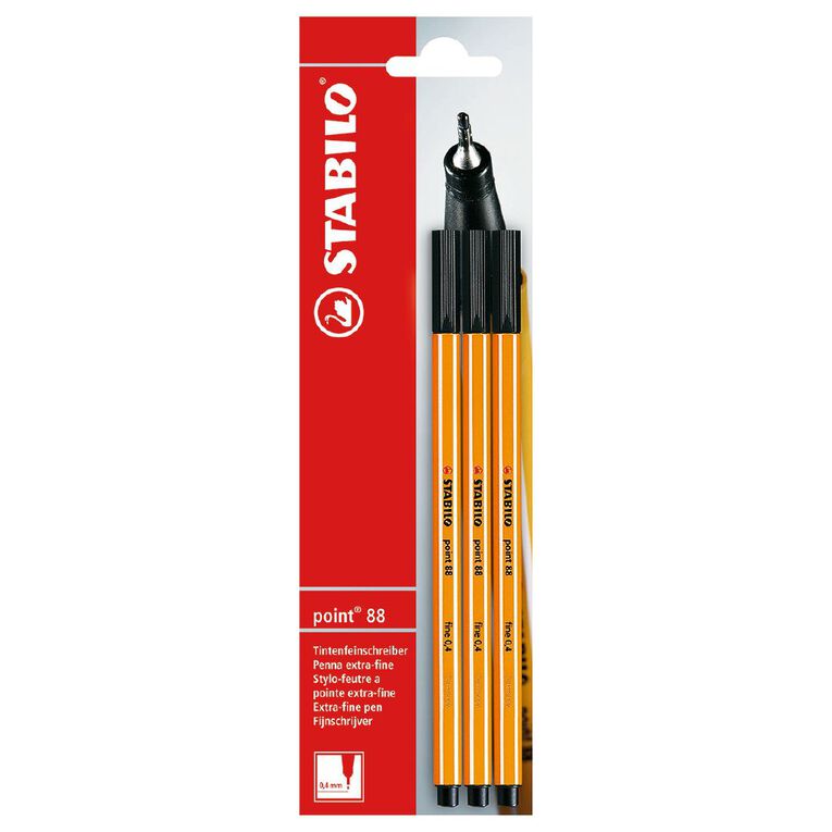 Stabilo Pen Point 88 Black 3 Pack Black, , hi-res