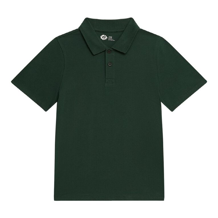 Young Original Kids' Plain Cotton Polo, Green Mid, hi-res