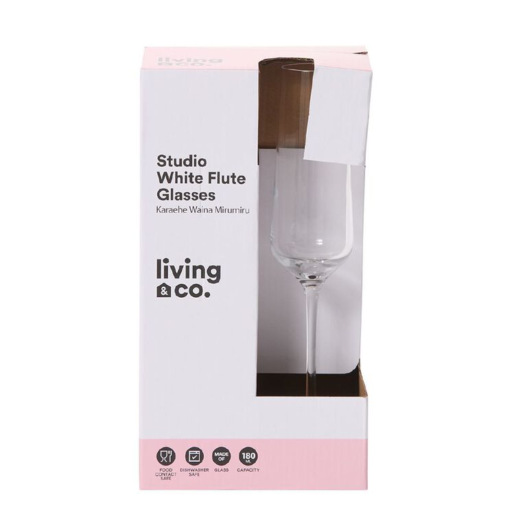 Living & Co Studio Flute Glass Clear 4 Pack, , hi-res