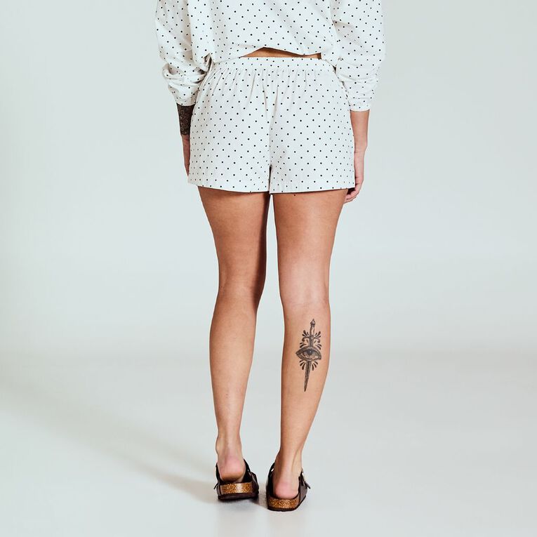 BRDRLESS Blair Polka Dot Mini Shorts, White/Black, hi-res