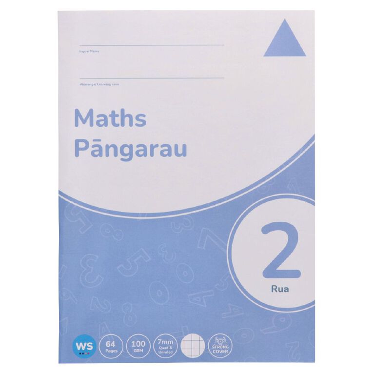 WS Maths 2 Rua 7mm Quad & Unruled 32 Leaf with Margins Blue, , hi-res