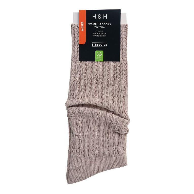 H&H Women's Slouch Sock 1 Pack, Brown Light, hi-res