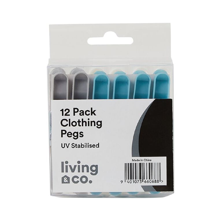 Living & Co Clothing Pegs 12 Pack, , hi-res