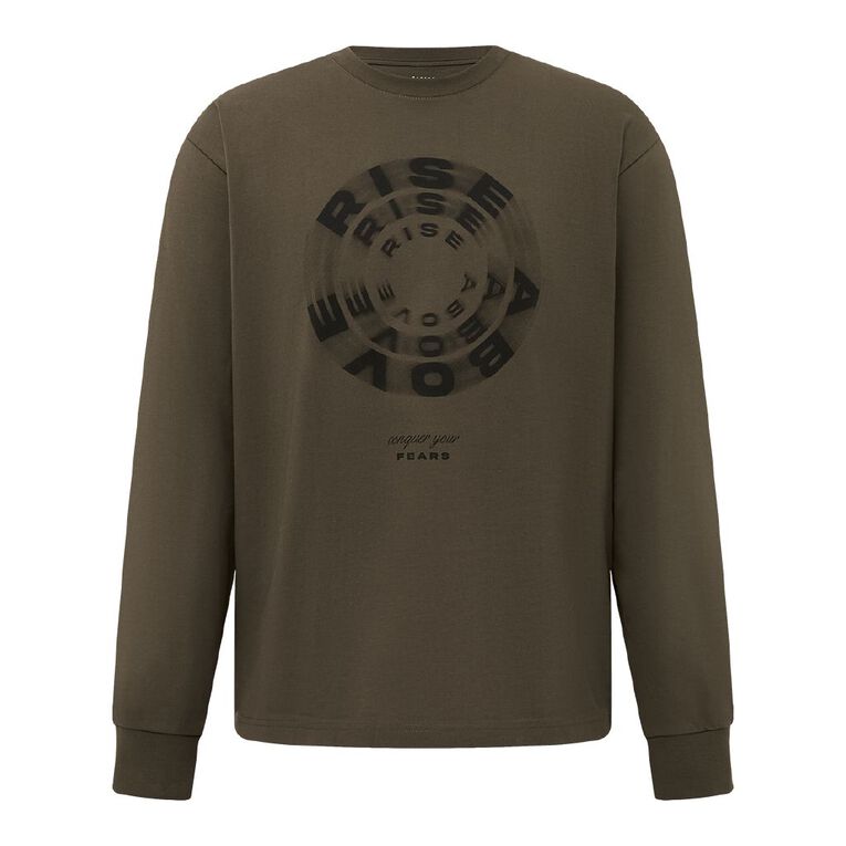 Garage Men's Long Sleeve Boxy Tee Graphic, Green Dark, hi-res