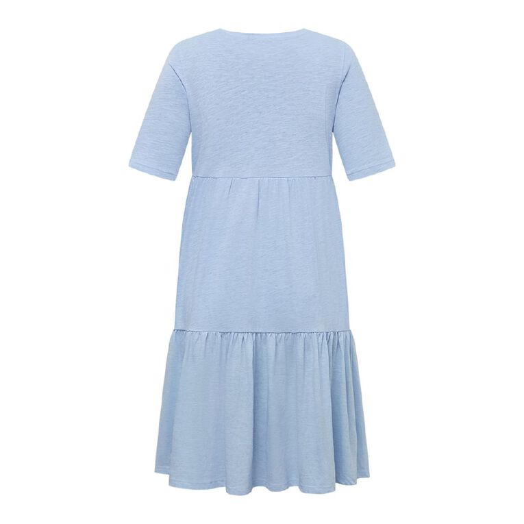 H&H Maternity Nursing Henley Tiered Mini Dress, Blue Light, hi-res