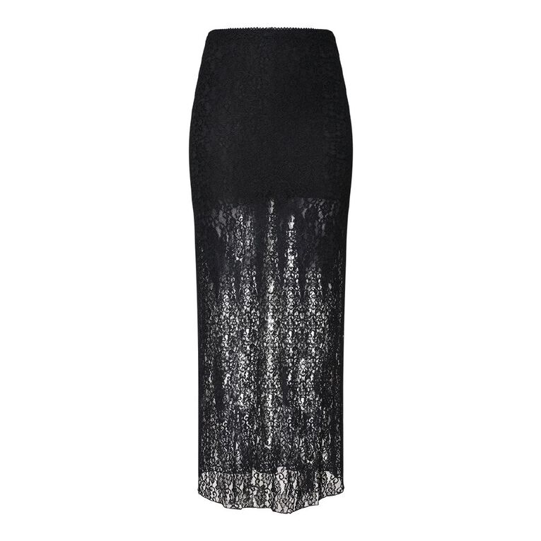 BRDRLESS Abby Lace Maxi Skirt, Black, hi-res