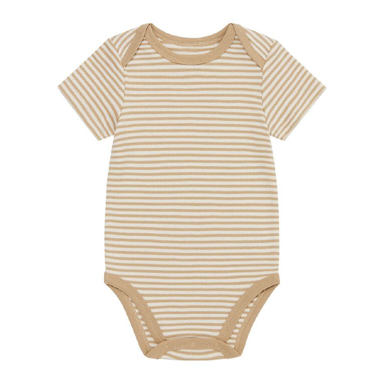 Young Original Babys' Short Sleeve Printed Bodysuit 3 Pack, Brown Mid STARS, hi-res