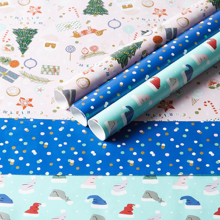 Wonderland Fun Festive Christmas Gift Wrap 70cm x 3m Assorted 3 Pack, , hi-res