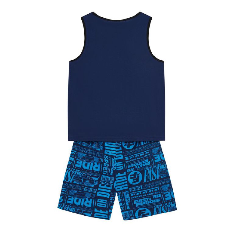 Fast & Furious Boys' Singlet and Short Pyjama Set, Blue Dark, hi-res