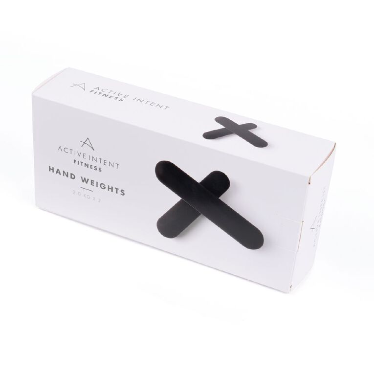 Active Intent Fitness Silicone Hand Weights 2kg Black 2 Pack, , hi-res