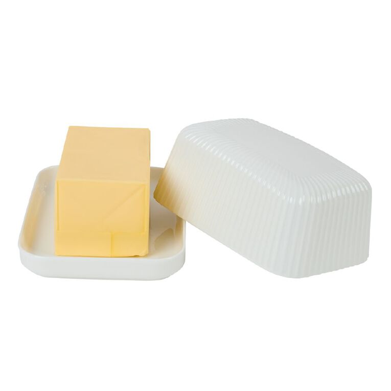 Living & Co Ceramic Butter Dish 18 x 13cm White, , hi-res