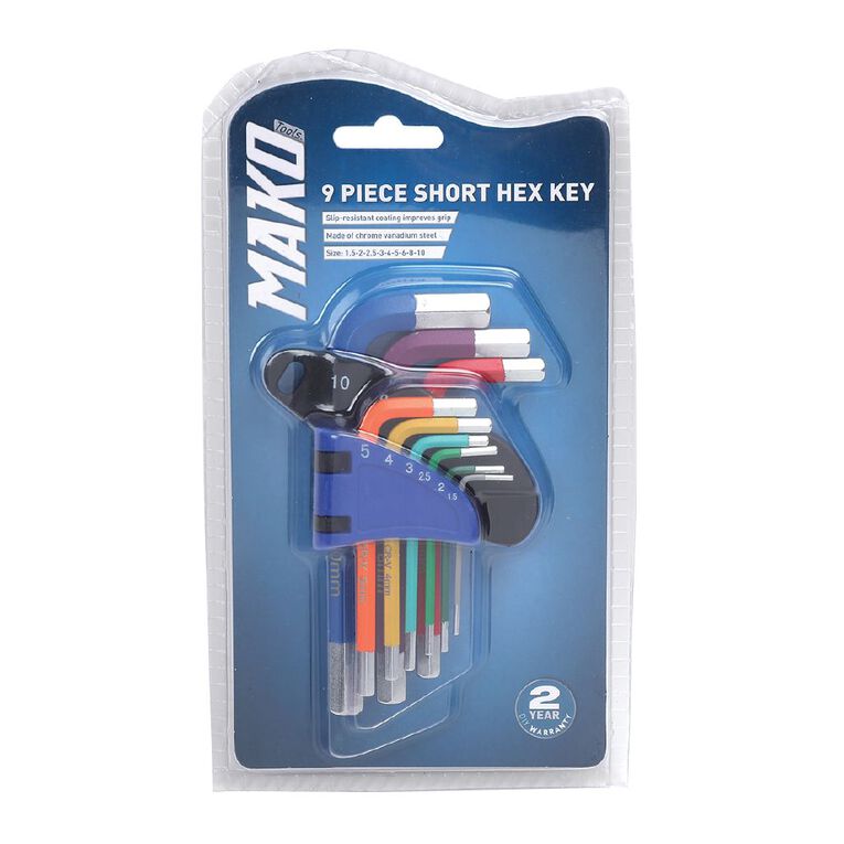 Mako 9 Piece Colorful Short Hex Key Set The Warehouse
