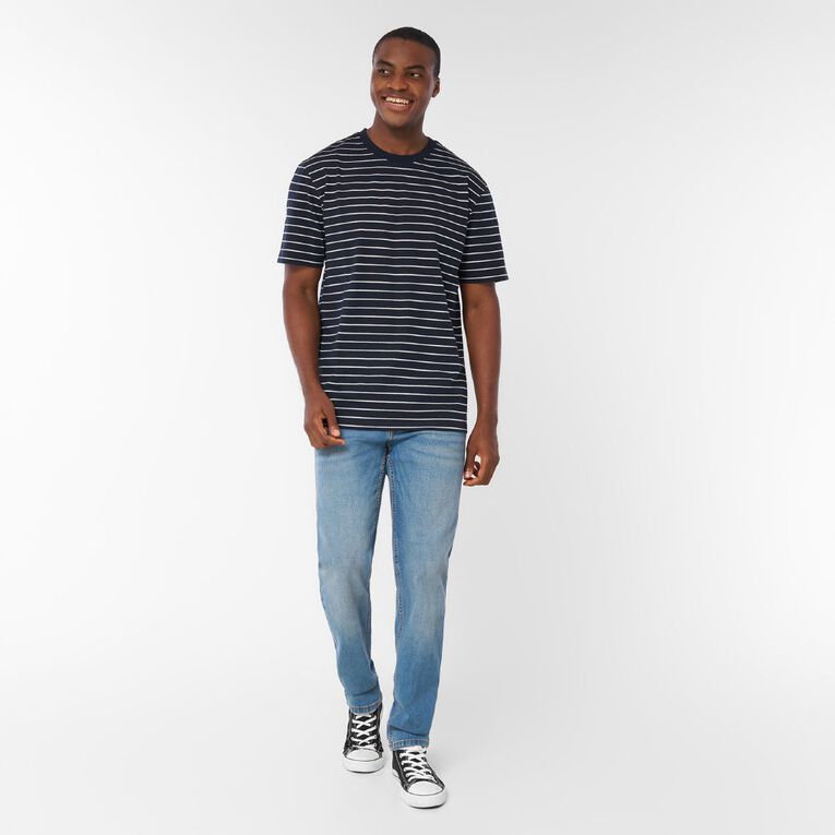 H&H Men's Regular Fit YD Stripe Tee, Navy/White, hi-res