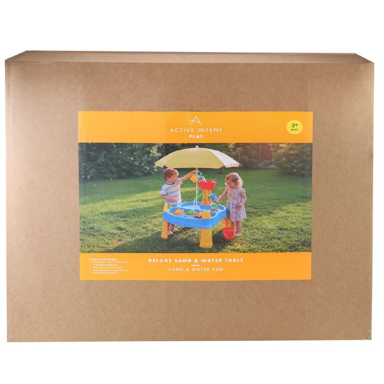 Active Intent Play Deluxe Sand & Water Table with Umbrella 21 Piece, , hi-res