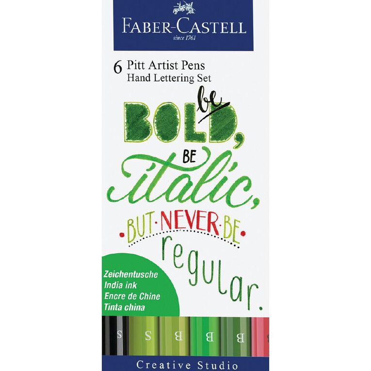Faber-Castell Pitt Artist Pens Hand Lettering Set Be Bold 6 Pack, , hi-res