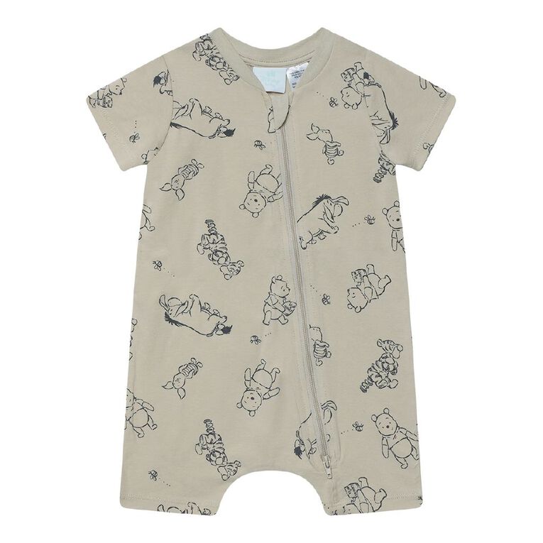 Young Original Winnie the Pooh Babys' Short Sleeve Zip All-In-One, Brown Light, hi-res