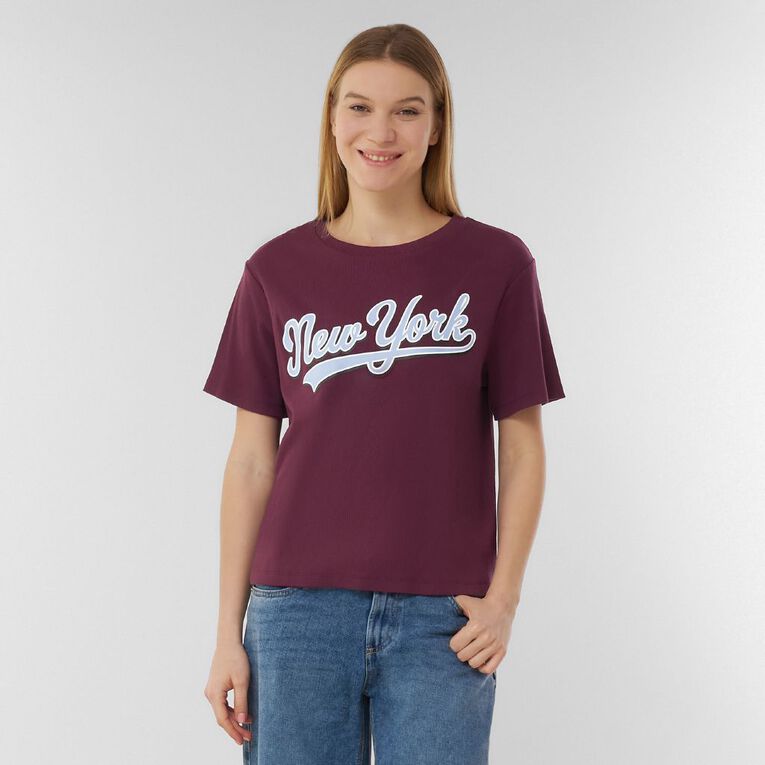 H&H Women's Graphic Sleep Tee, Red Mid, hi-res