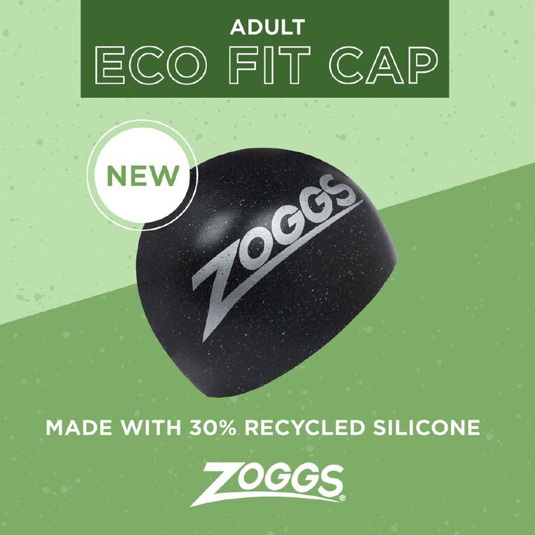 Zoggs Easy Fit Eco Cap Black, , hi-res