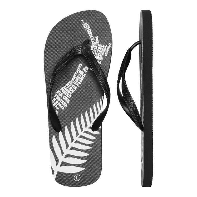 H&H Men's Printed Jandals, Black, hi-res