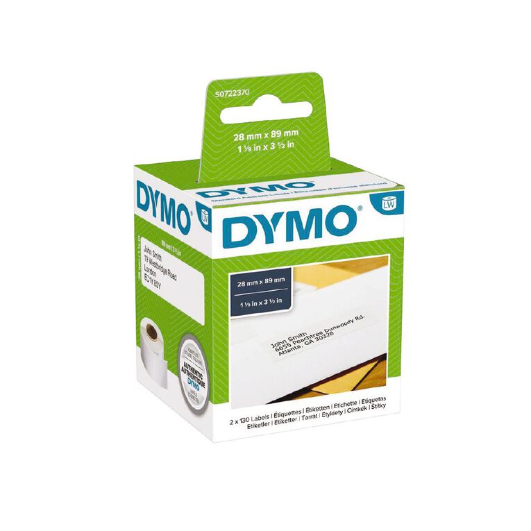 Dymo Label Tape Standard Add Paper/White 89mm x 28mm, , hi-res