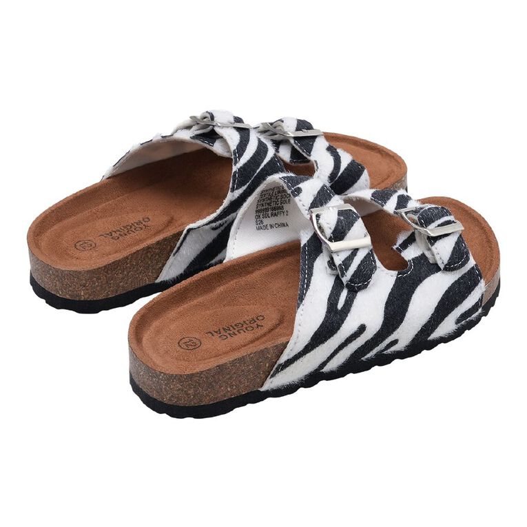Young Original Senior Kids' Raffy-Rae Sandals, Black/White, hi-res