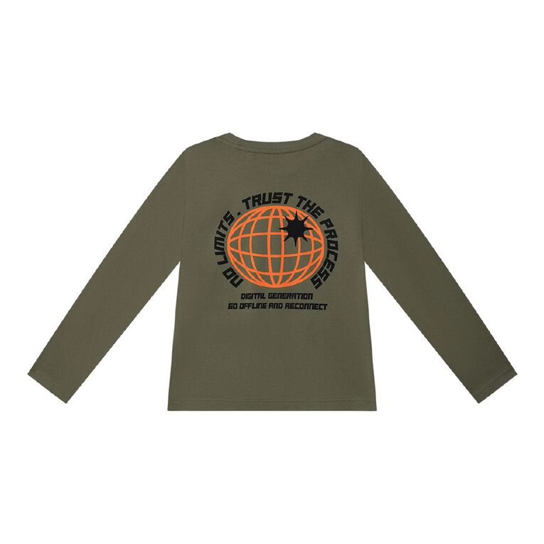 Young Original Long Sleeve Print Tee, Green Mid, hi-res