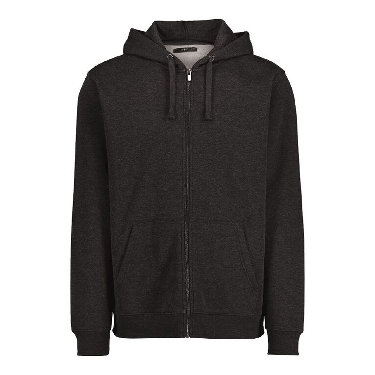 H&H Men's Zip-Thru Hooded Sweatshirt, Charcoal/Marle, hi-res