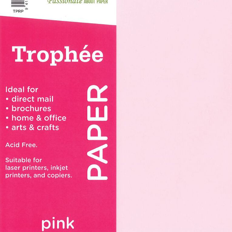Trophee Paper 80gsm Pink A4 500 Pack, , hi-res