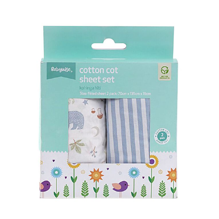 Babywise Cotton Cot Sheet Woodland 2 Pack
