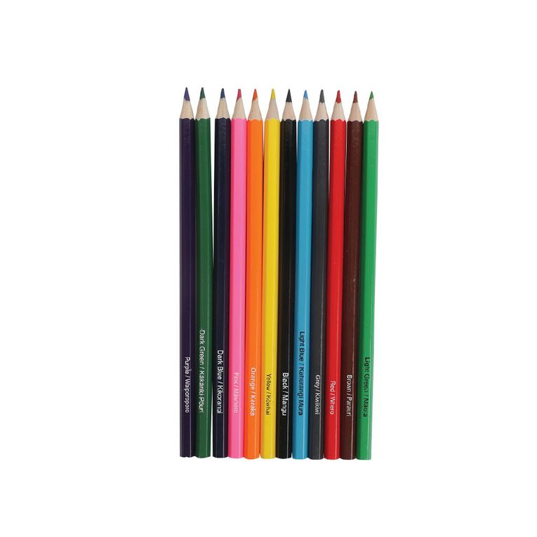 Kookie Te Reo Coloured Pencils Multi-Coloured 12 Pack, , hi-res