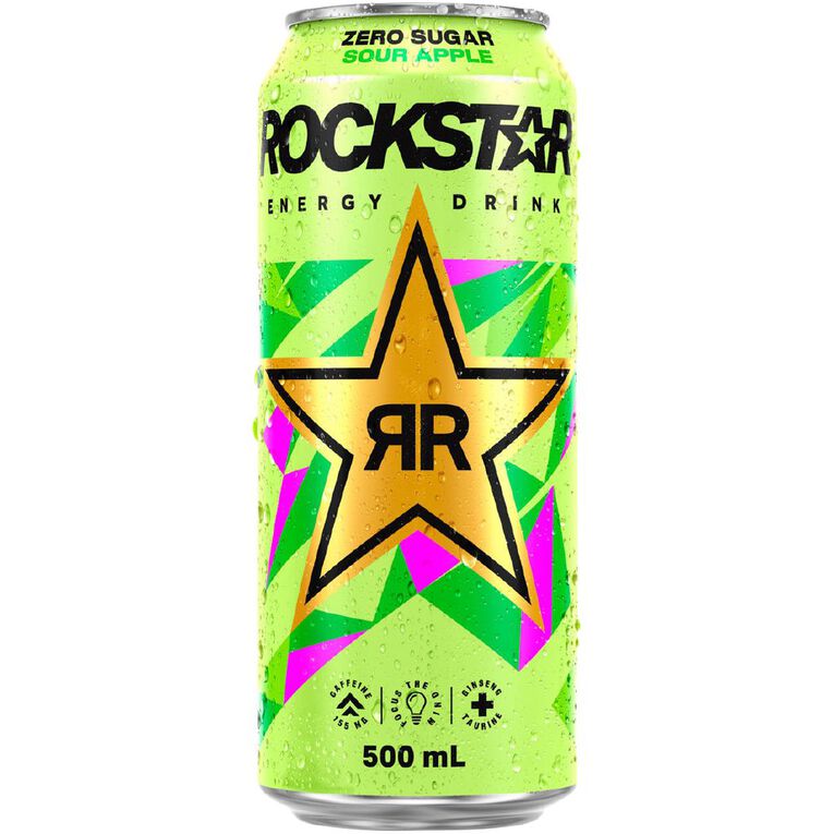 Rockstar Zero Sugar Sour Apple Can 500ml, , hi-res