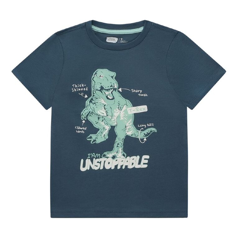 Young Original Print Short Sleeve Tee, Blue Dark T-REX, hi-res