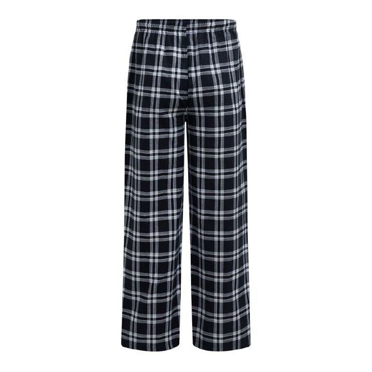 H&H Men's Flanelette Pyjama Pants, Black, hi-res
