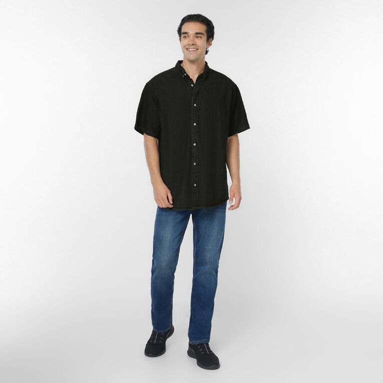 Garage Men's Short Sleeve Denim Shirt, Black, hi-res