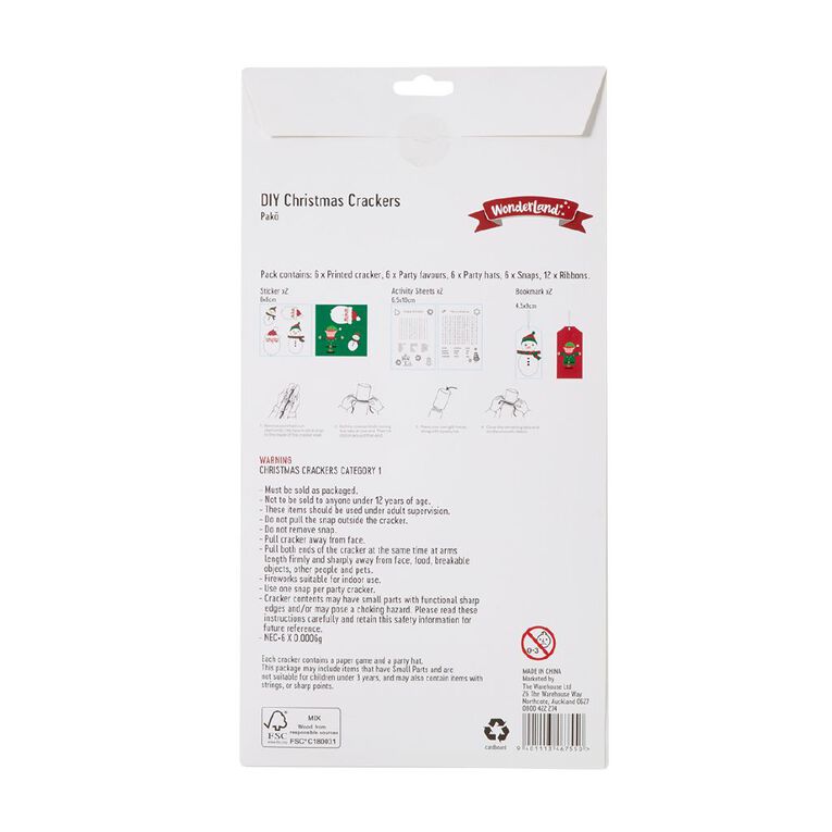 Wonderland Do-It-Youself Christmas Crackers Assorted 6 Pack, , hi-res