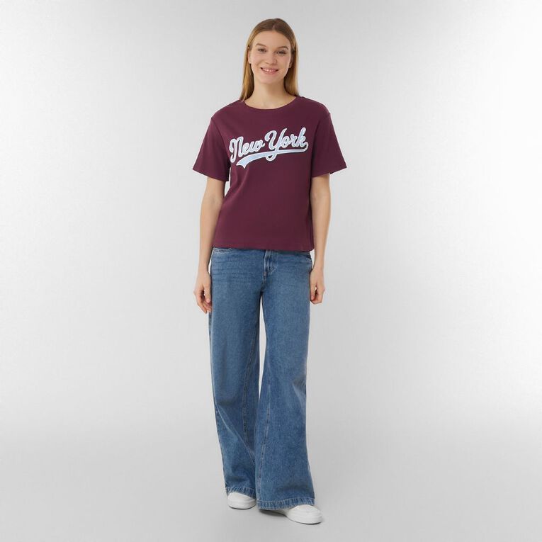 H&H Women's Graphic Sleep Tee, Red Mid, hi-res