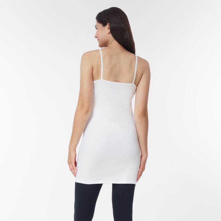 H&H Women's Stretch Longline Cami, White, hi-res