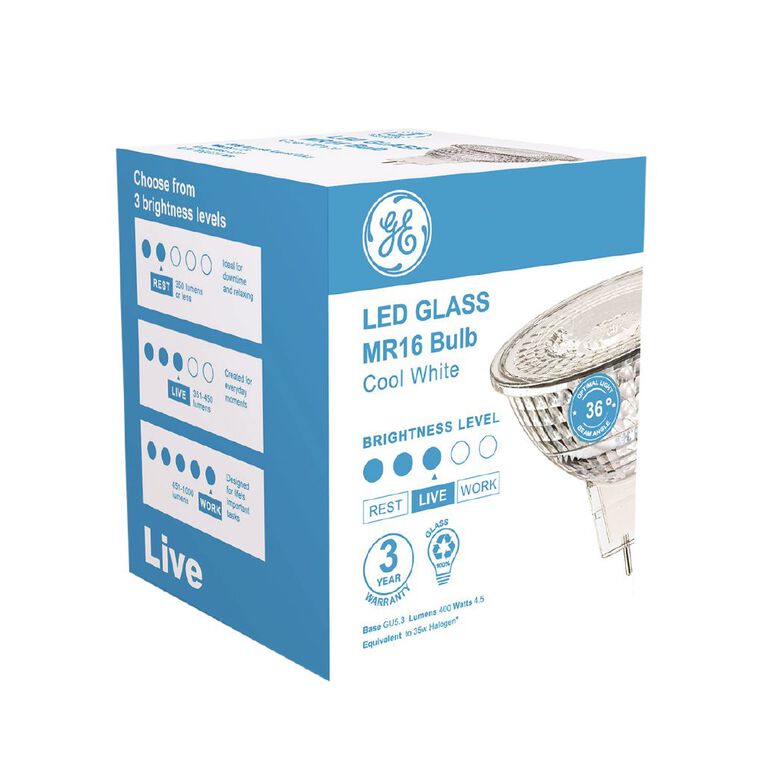 General Electric GU5.3 LED MR16 Reflector 4W Cool White Light Bulb, , hi-res