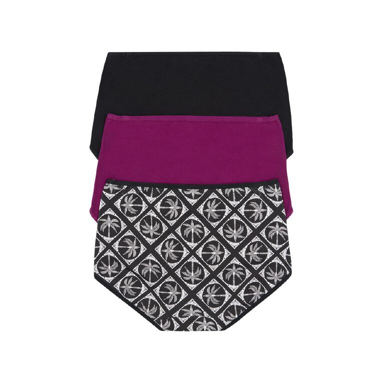 Rio Women's Full Briefs 3 Pack, Purple/Black, hi-res