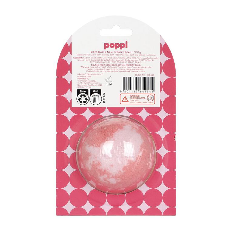 Poppi Bath Bomb Sour Cherry 100g 100g, , hi-res