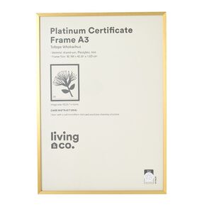 Living & Co Platinum Metal Certificate Frame Gold A3