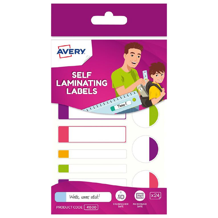 Avery Kids' Asst Dishwasher & Microwave Safe Self Laminating Labels, , hi-res