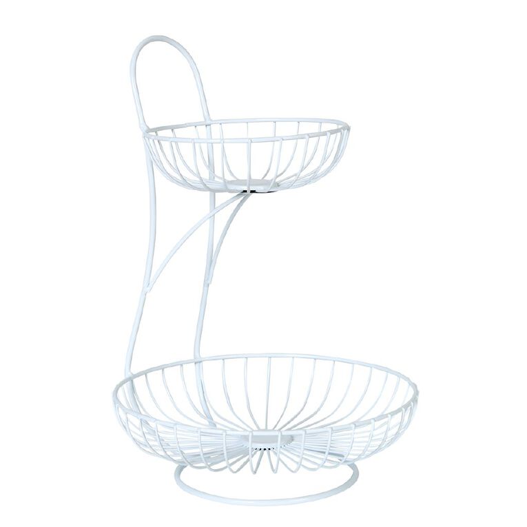 Living & Co Fruit Bowl Double Layer White, , hi-res