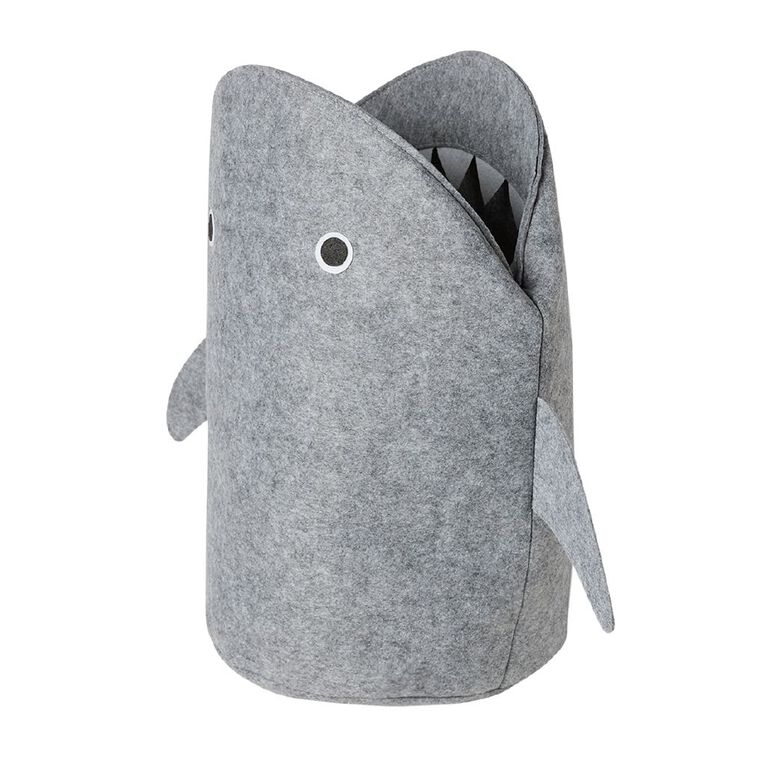 Living & Co Kids Felt Hamper Shark Grey/White, , hi-res