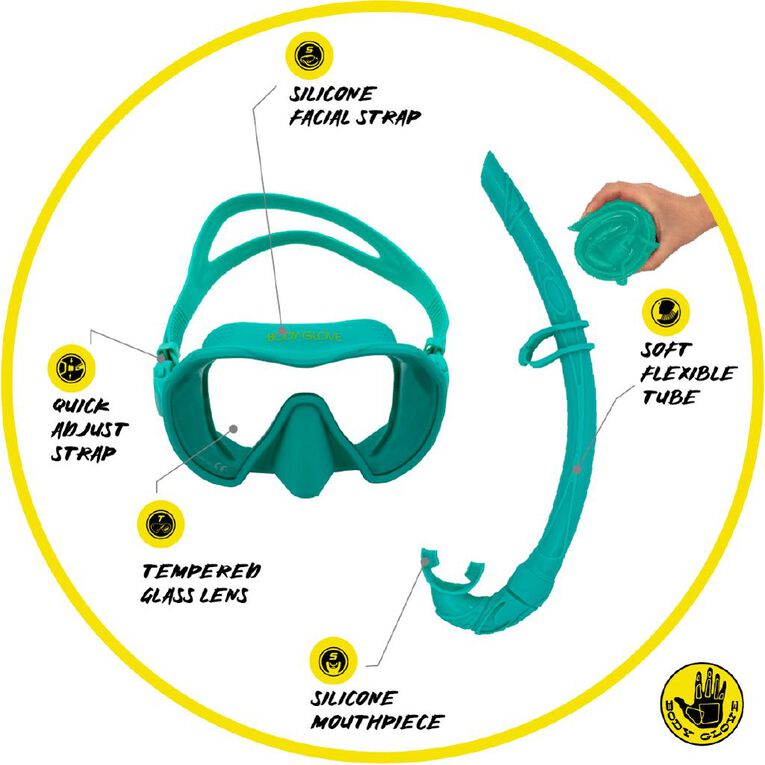 Body Glove Adults Travel Snorkel set Green, , hi-res