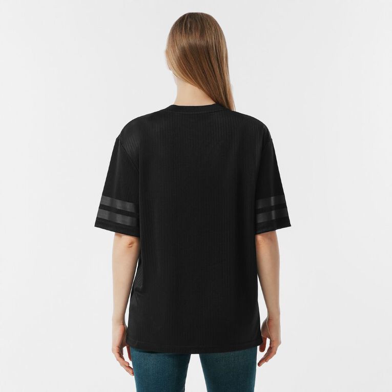 H&H Women's Short Sleeve Stripe Sports Tee, Black, hi-res