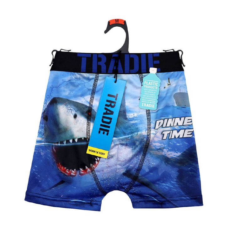 Tradie Men's Work N Surf Photo Trunks, Blue Dark, hi-res