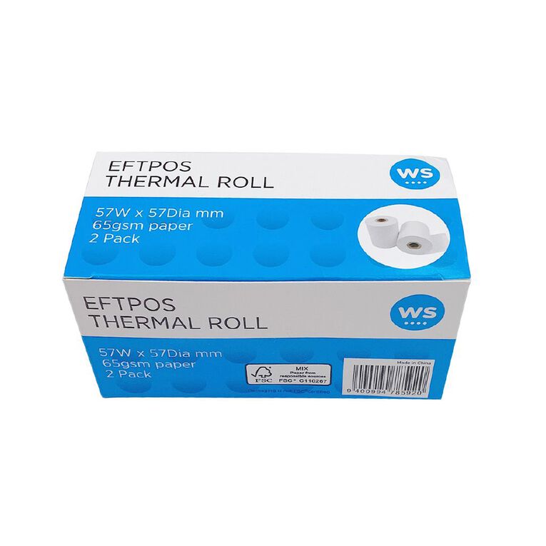 WS Eftpos Roll FSC Paper 65gsm 57mm x 57mm, , hi-res